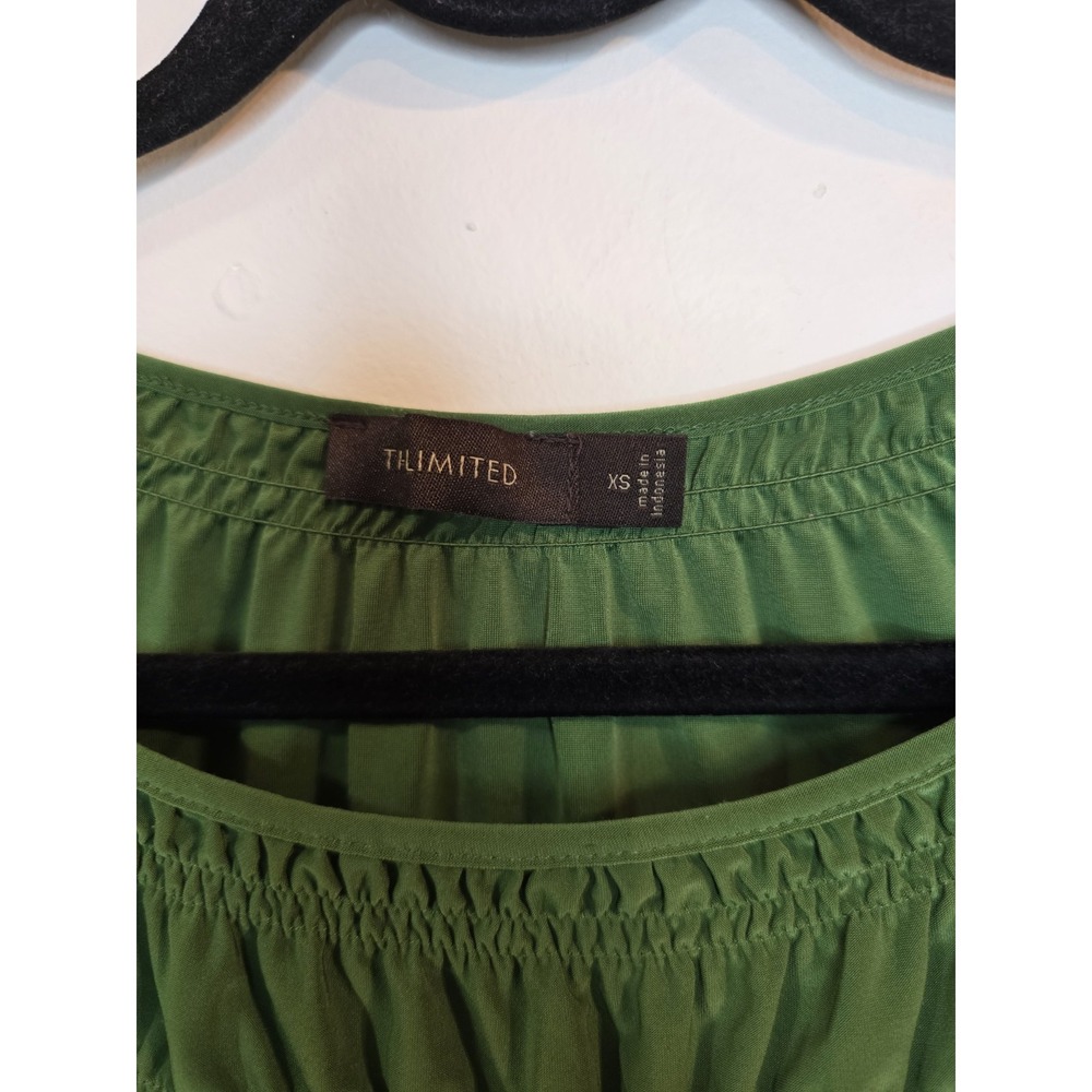 Ruched Green Satin Top XS The Limited Satin Fairycore Goblincore Flowy - Picture 2 of 3